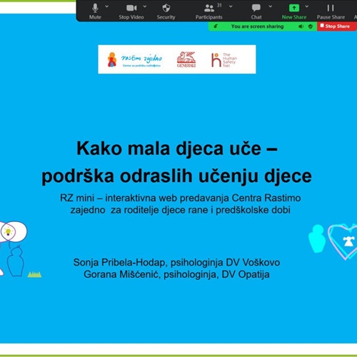 Održano interaktivno online predavanje Kako mala djeca uče